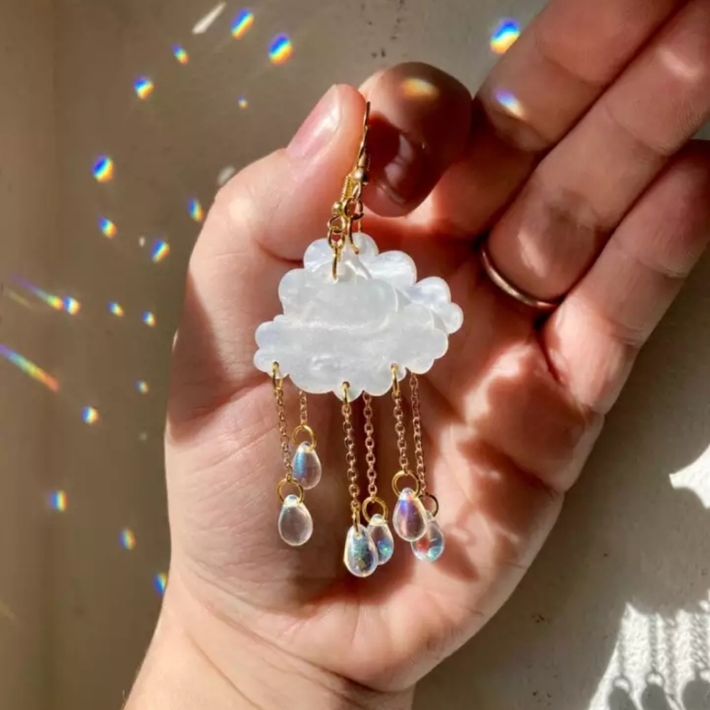 Acrylic Rain Cloud Earrings